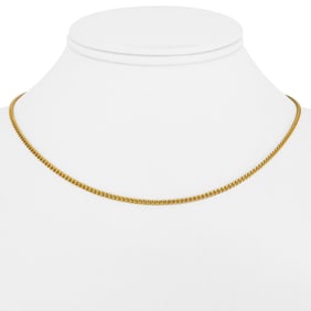 24k Pure Yellow Gold Solid Thin Curb Link Chain N