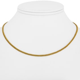24k Pure Yellow Gold Solid Thin Curb Link Chain N