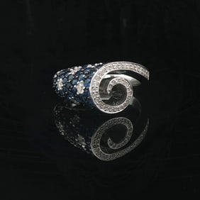 Sonia B 18k White Gold Blue Sapphire and Diamond