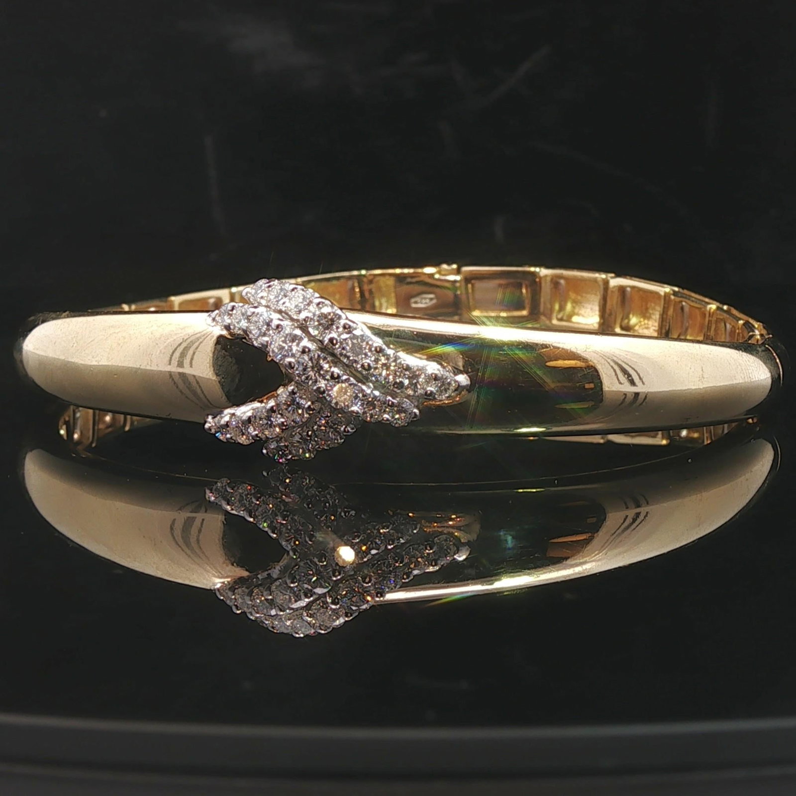 14k Yellow Gold and 1cttw Diamond Half Bangle Hal (1 of 7)