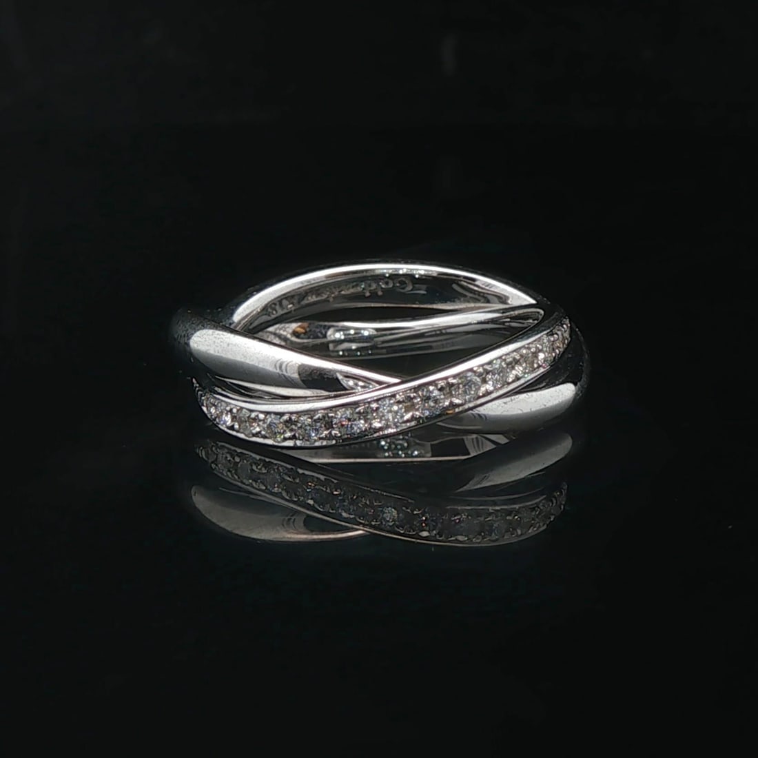 18k White Gold and Diamond Crossover Band Ring Si (1 of 7)