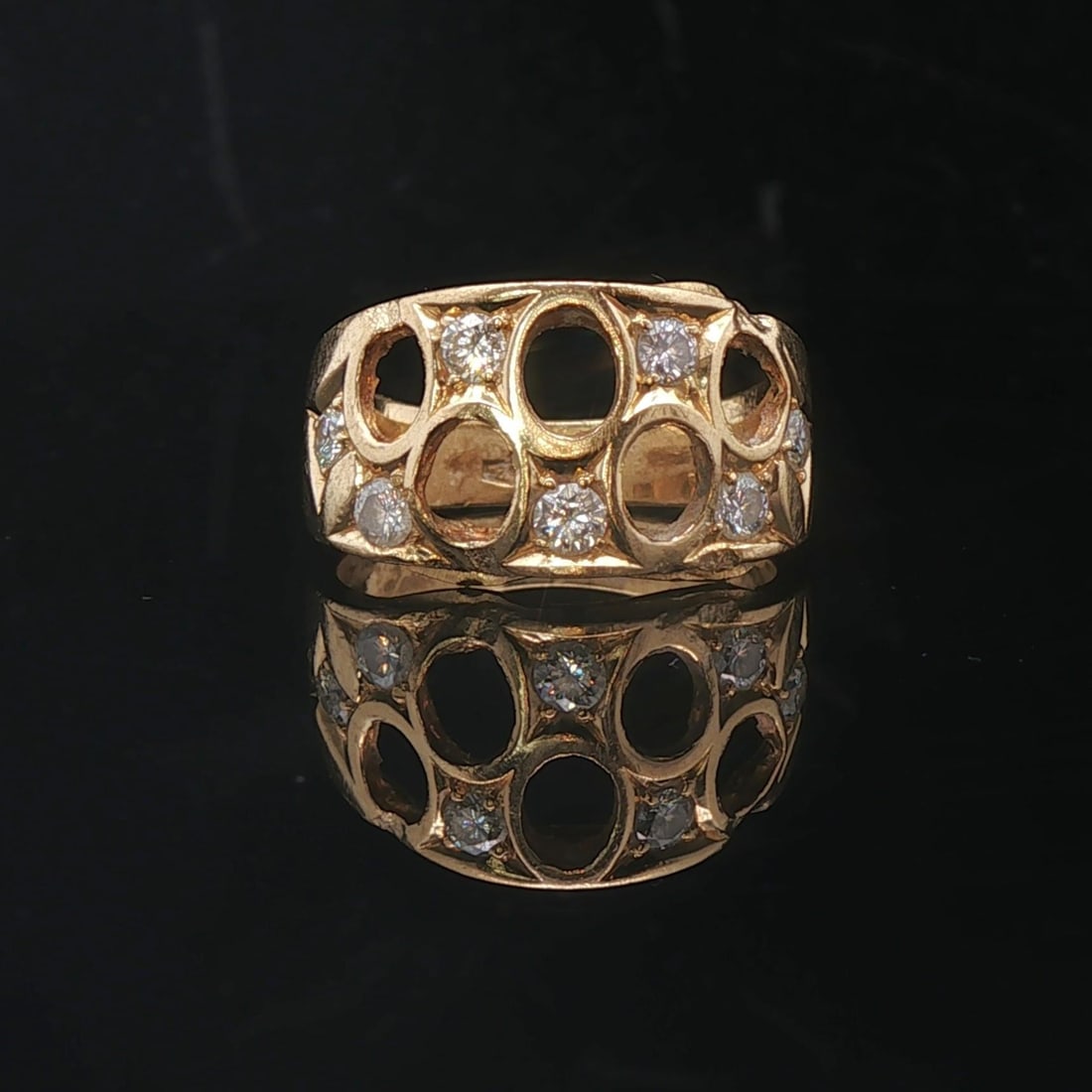 18k Yellow Gold and Diamond Ladies Open Design Ba (1 of 7)