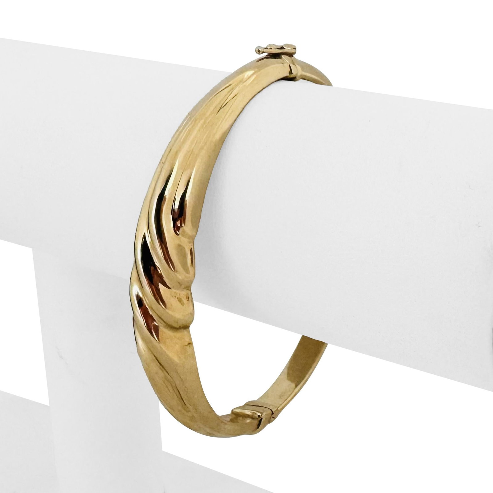 14k Yellow Gold Graduated Polished Bangle Bracelet Israel 7" (1 of 7)