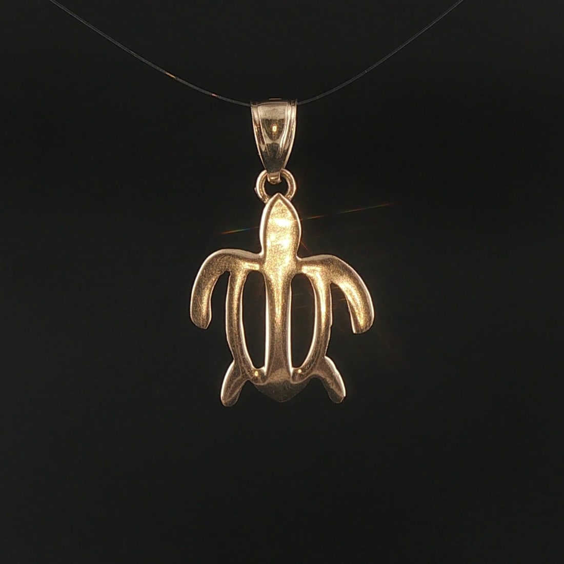 14k Yellow Gold Flat Turtle Charm Pendant 1" (1 of 7)