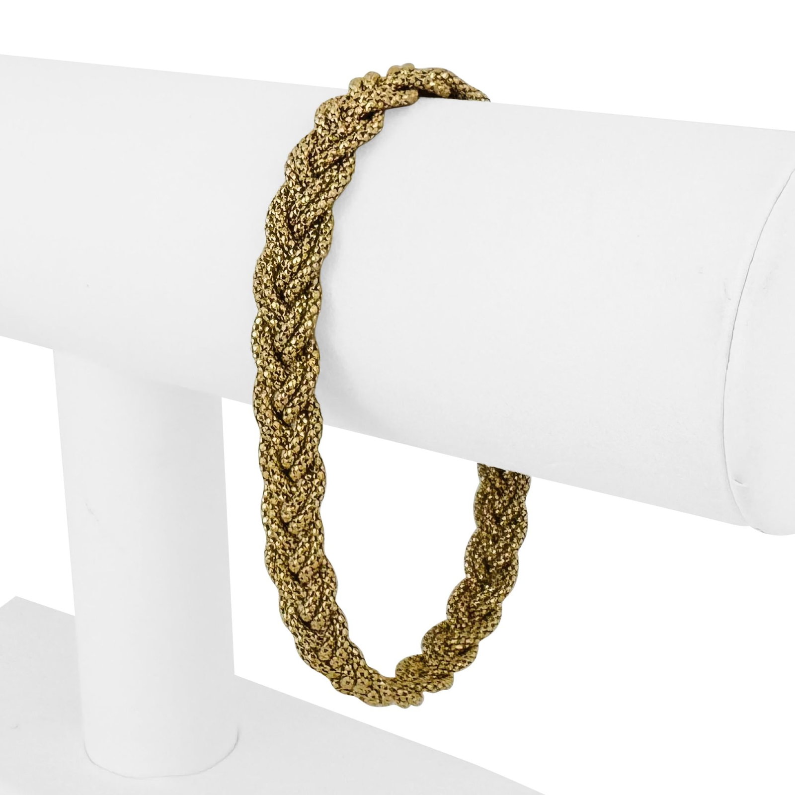 14k Yellow Gold Vintage Ladies Braided Popcorn Link Bracelet Italy 8": Condition: Excellent Condition, Professionally Cleaned Metal: 14k Gold (Marked, and Professionally Tested) Weight: 15.8g Length: 8 Inches Width: 9mm Closure: Spring Ring Markings: "14k" "Italy" "B&