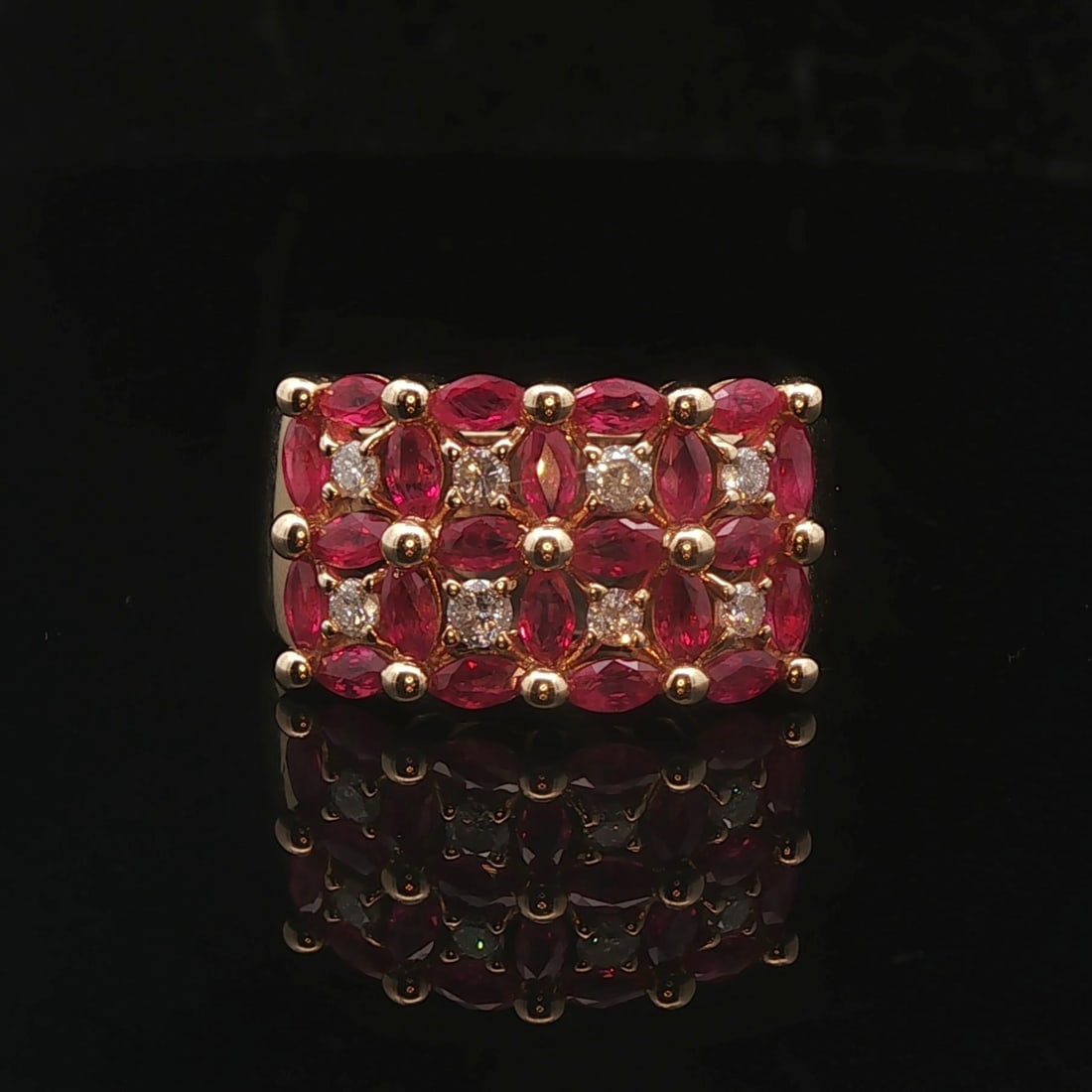 14k Yellow Gold 2.2cttw Ruby and 0.40cttw Diamond Band Ring Size 10 (1 of 7)