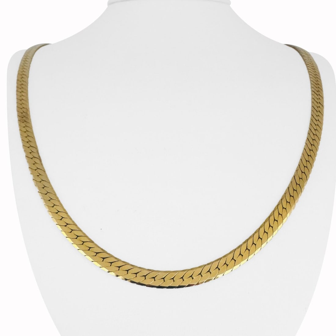 14k Yellow Gold Solid Heavy Thick Herringbone Link Necklace Italy 24": Condition: Excellent Condition, Professionally Cleaned Metal: 14k Gold (Marked, and Professionally Tested) Weight: 31.1g Length: 24 Inches Width: 5mm Closure: Box Tab Insert Markings: "14k" "Italy" "B