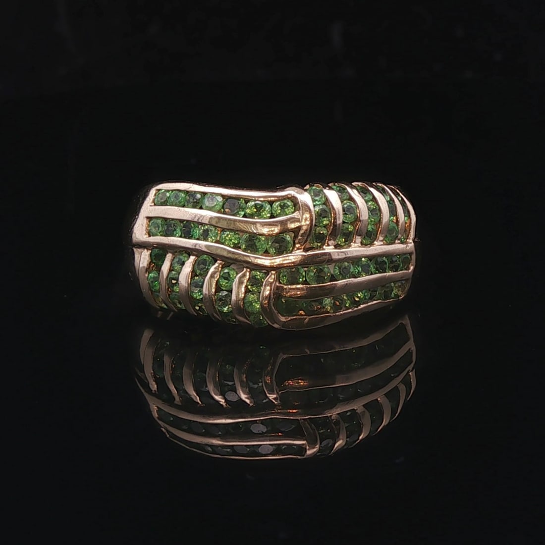14k Yellow Gold and Tsavorite Ladies Band Ring Size 9 (1 of 7)
