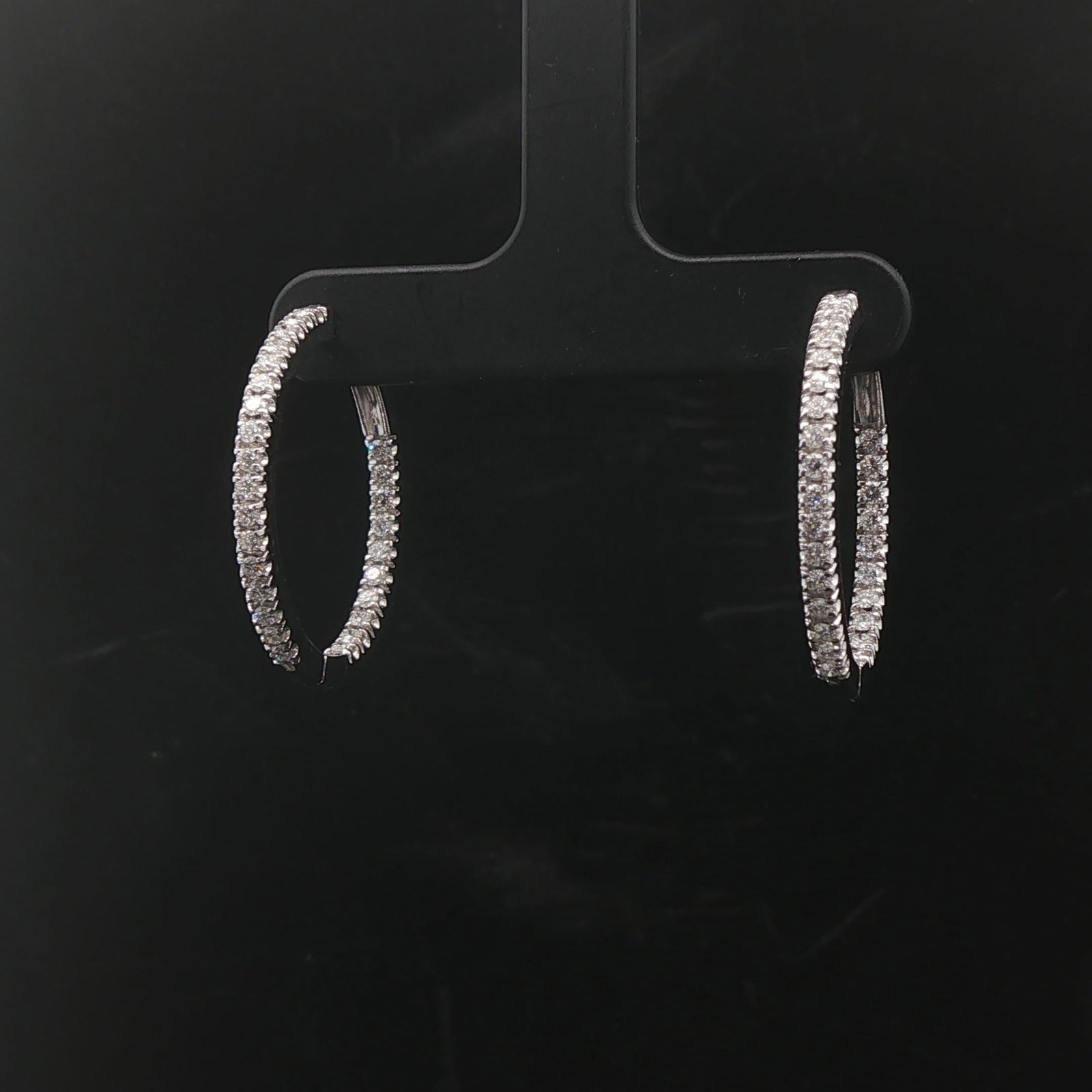 18k White Gold and 1cttw Diamond Inside Out Hoop Earrings 1" (1 of 6)