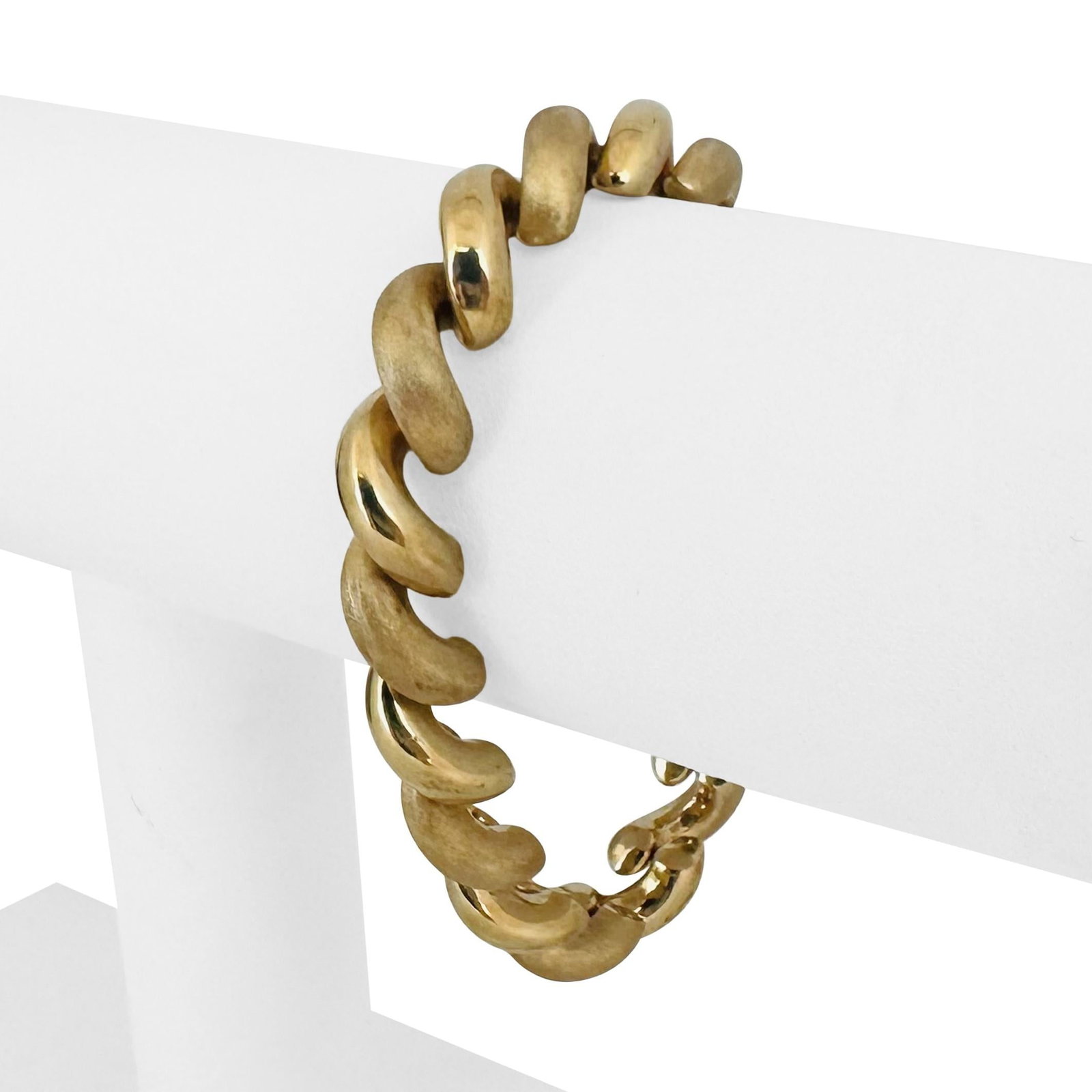 14k Yellow Gold Polished and Brushed San Marco Link Bracelet 6.75" (1 of 7)