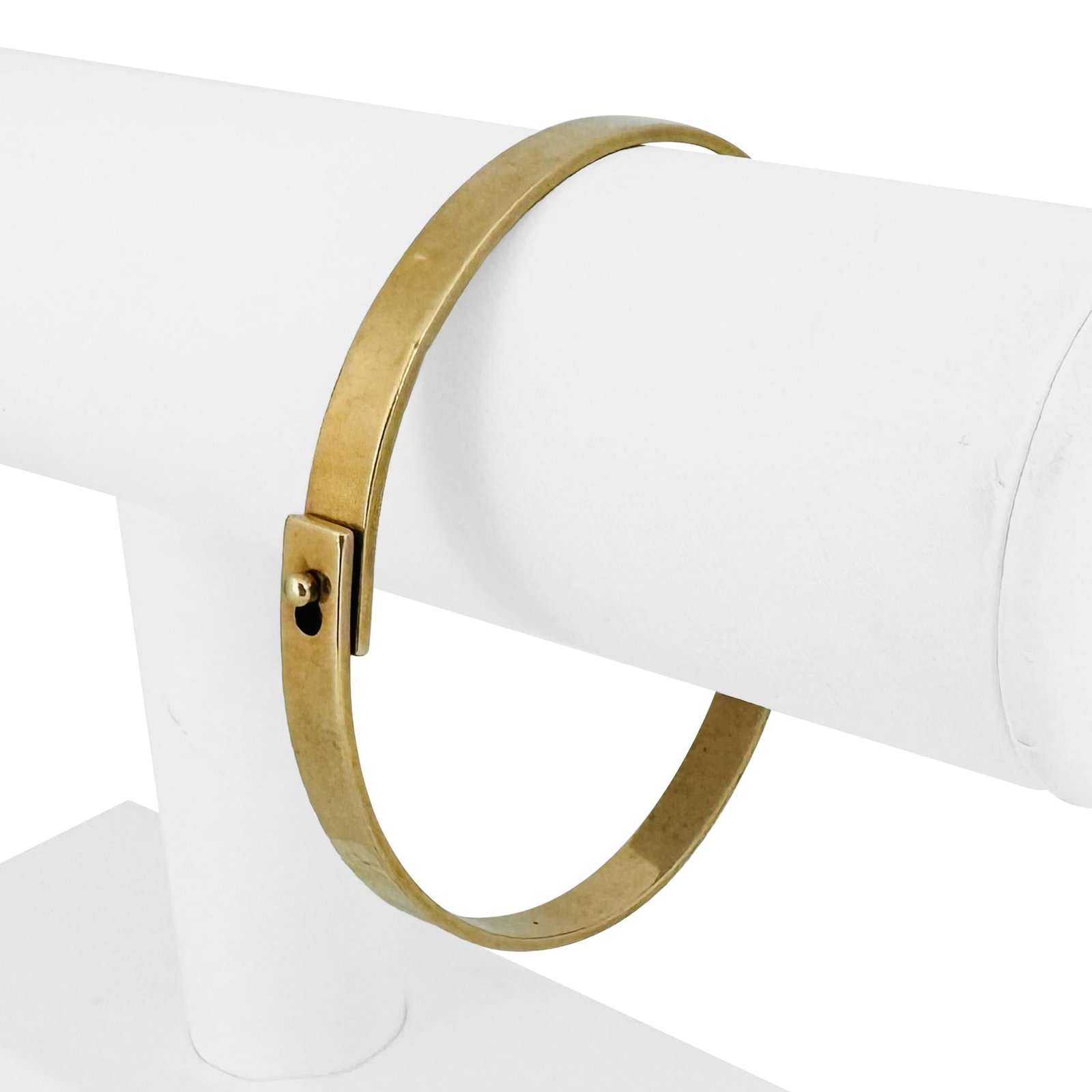 14k Yellow Gold Solid Heavy Vintage Straight Edge Bangle Bracelet 7.75" (1 of 7)
