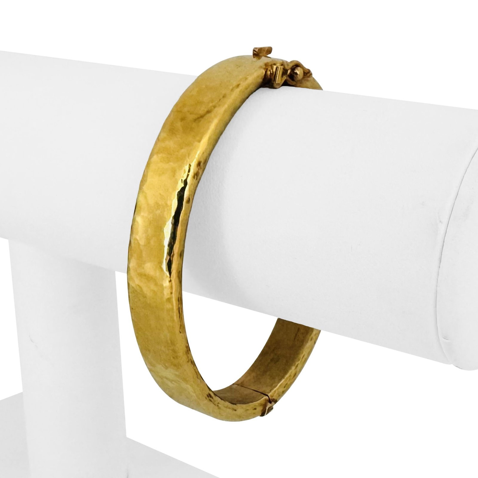 18k Yellow Gold Vintage Heavy Hammered Bangle Bracelet 7" (1 of 7)