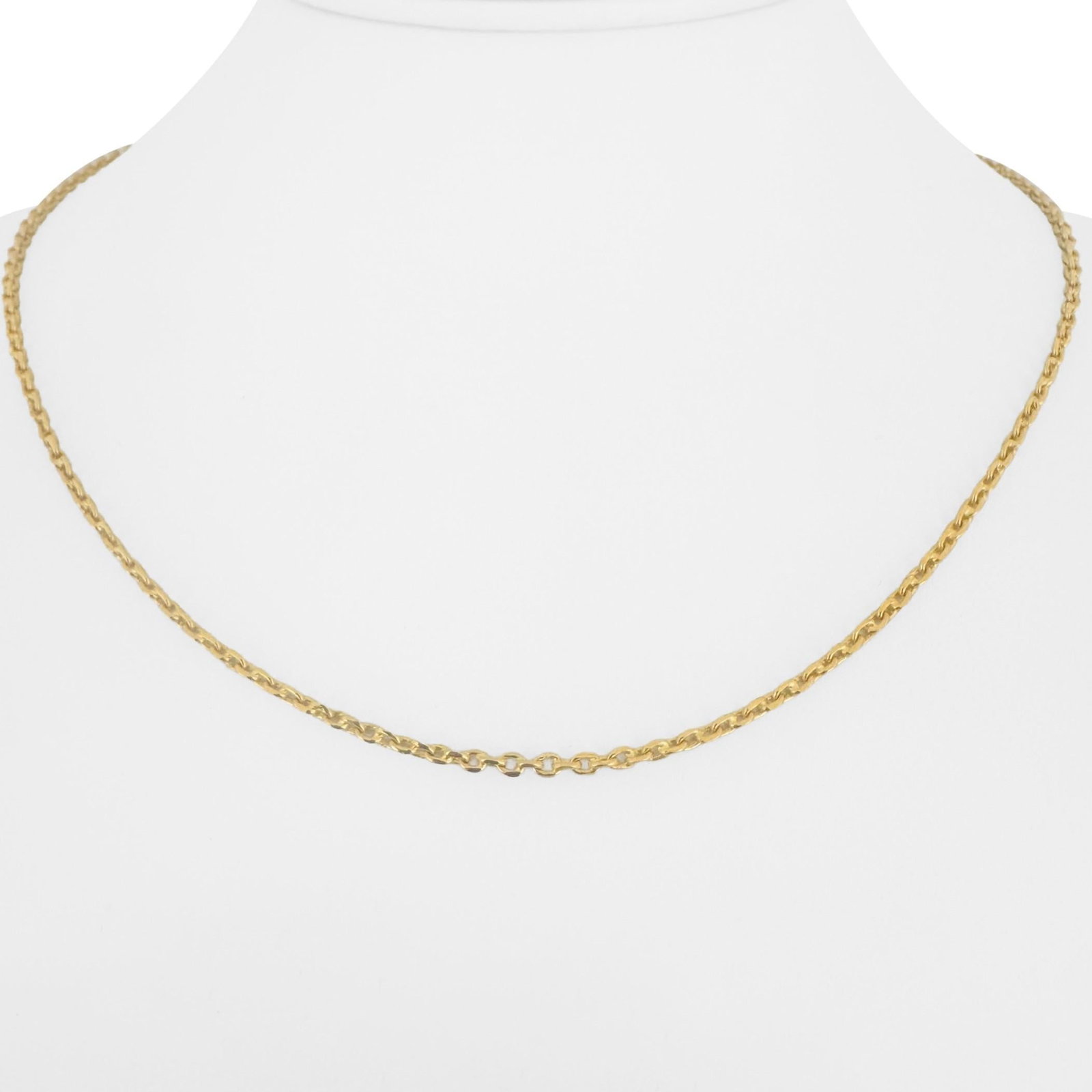 24k Pure Yellow Gold Solid Thin Cable Link Chain Necklace 18": Condition: Excellent Condition (Professionally Cleaned and Polished) Metal: 24k Gold (Marked, and Professionally Tested) Weight: 11.1g Length: 18 Inches Width: 2.2mm Closure: M Clasp (Hook) Markings: 
