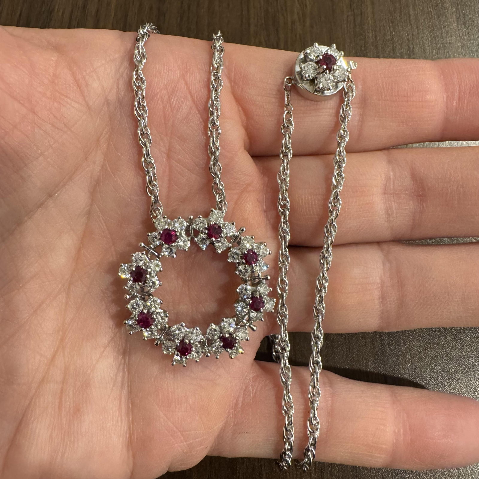 14k White Gold Ruby and 3.50cttw Diamond Solid Ci - 2