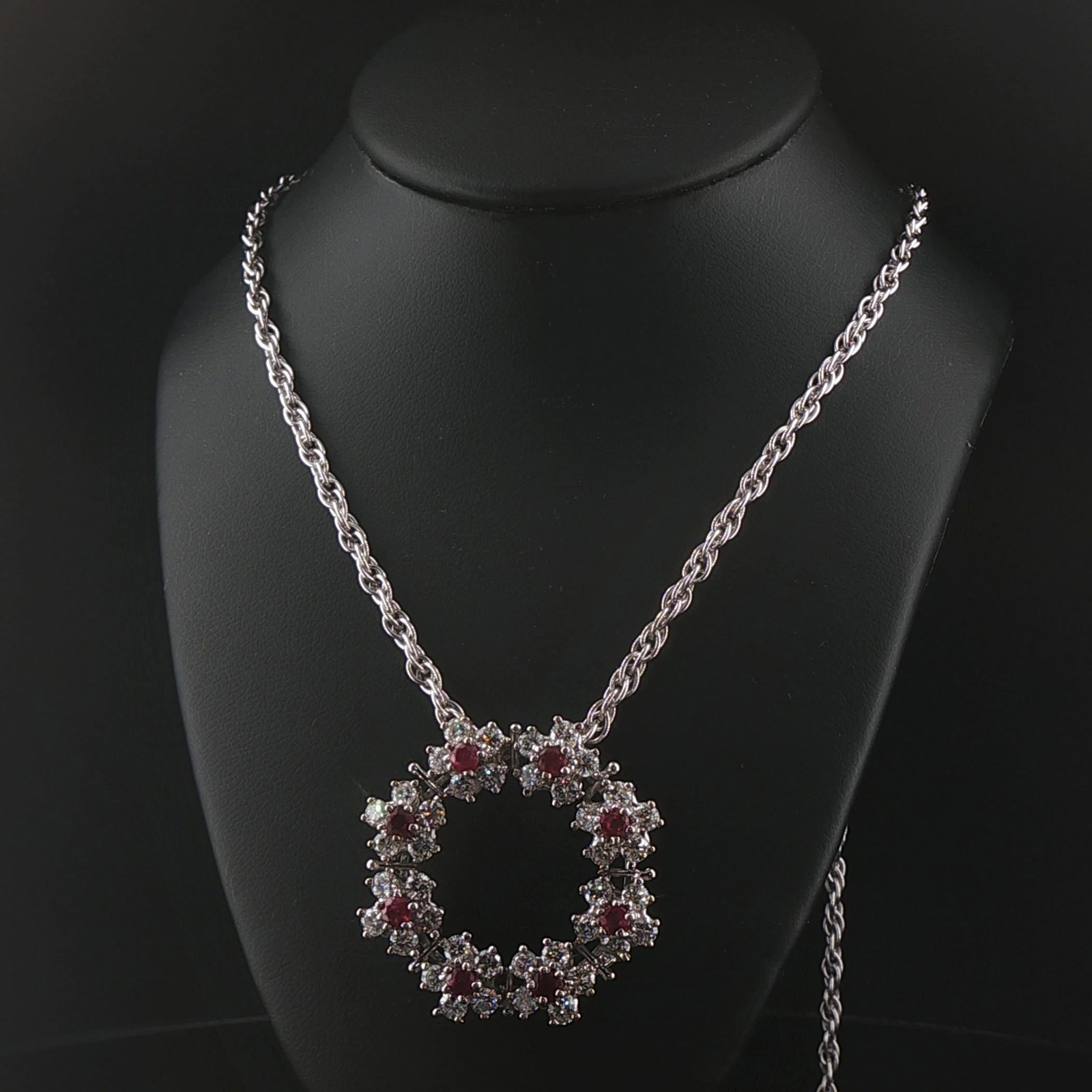 14k White Gold Ruby and 3.50cttw Diamond Solid Ci - 4