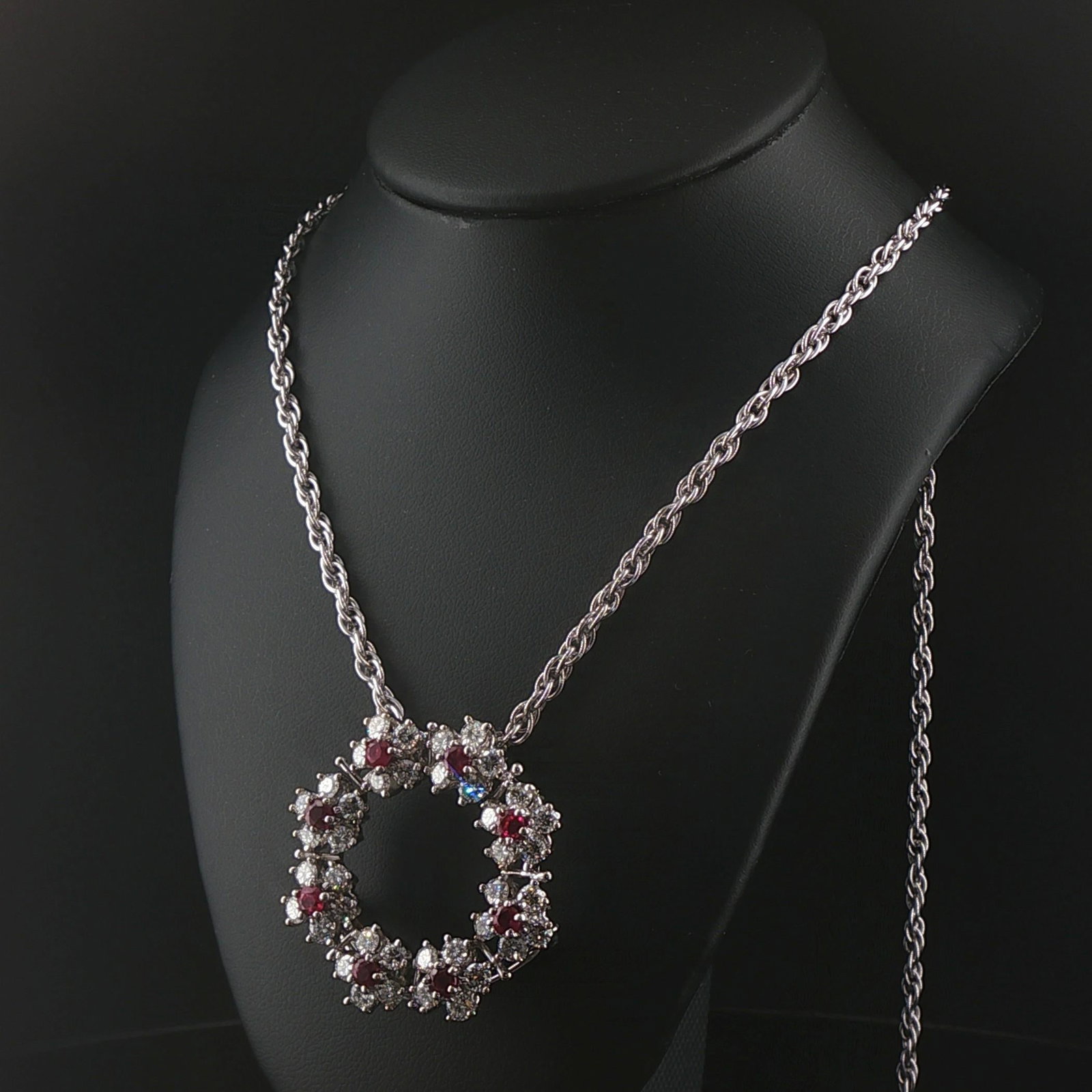 14k White Gold Ruby and 3.50cttw Diamond Solid Ci - 6