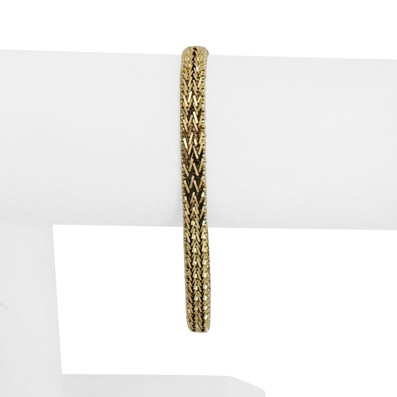 14k Yellow Gold Solid Beaded Wheat Link Bracelet - 4