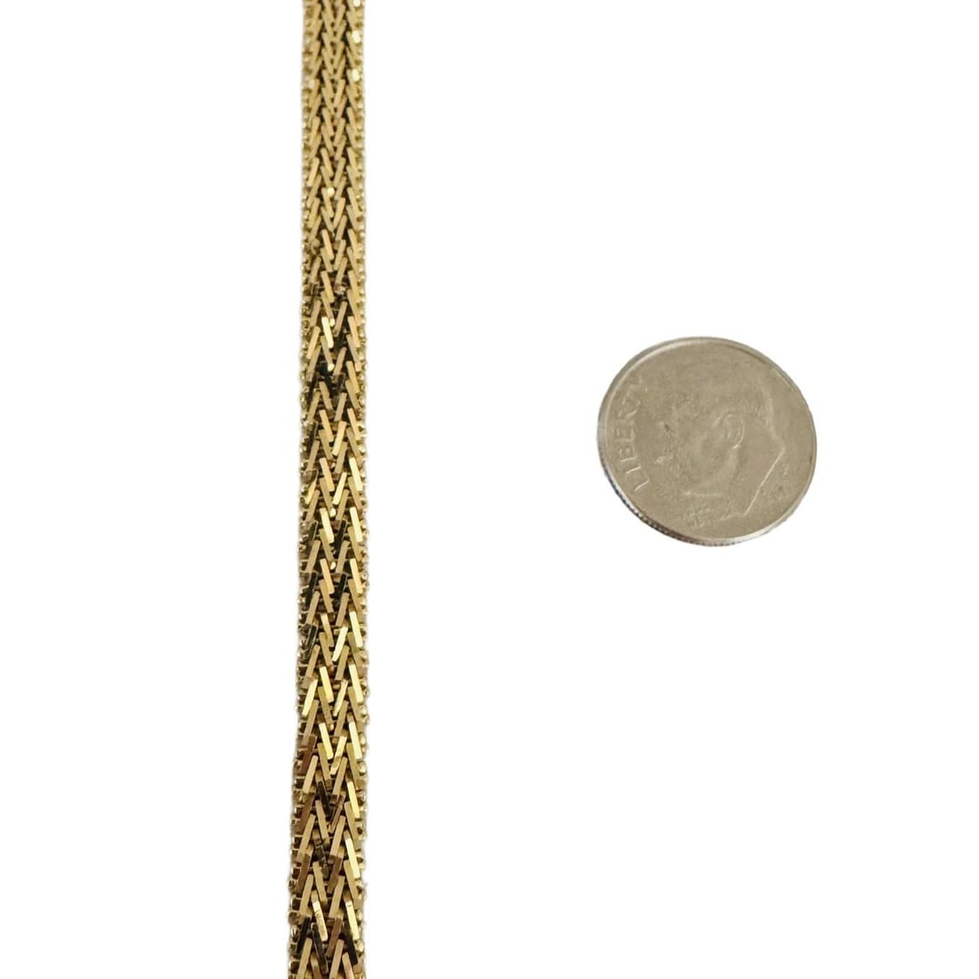 14k Yellow Gold Solid Beaded Wheat Link Bracelet - 6