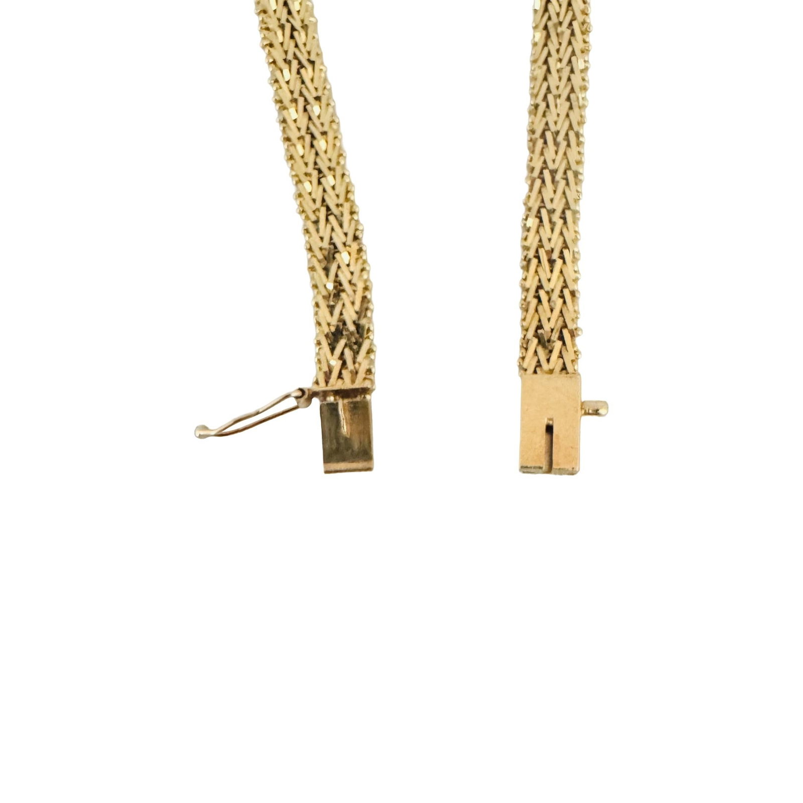14k Yellow Gold Solid Beaded Wheat Link Bracelet - 7