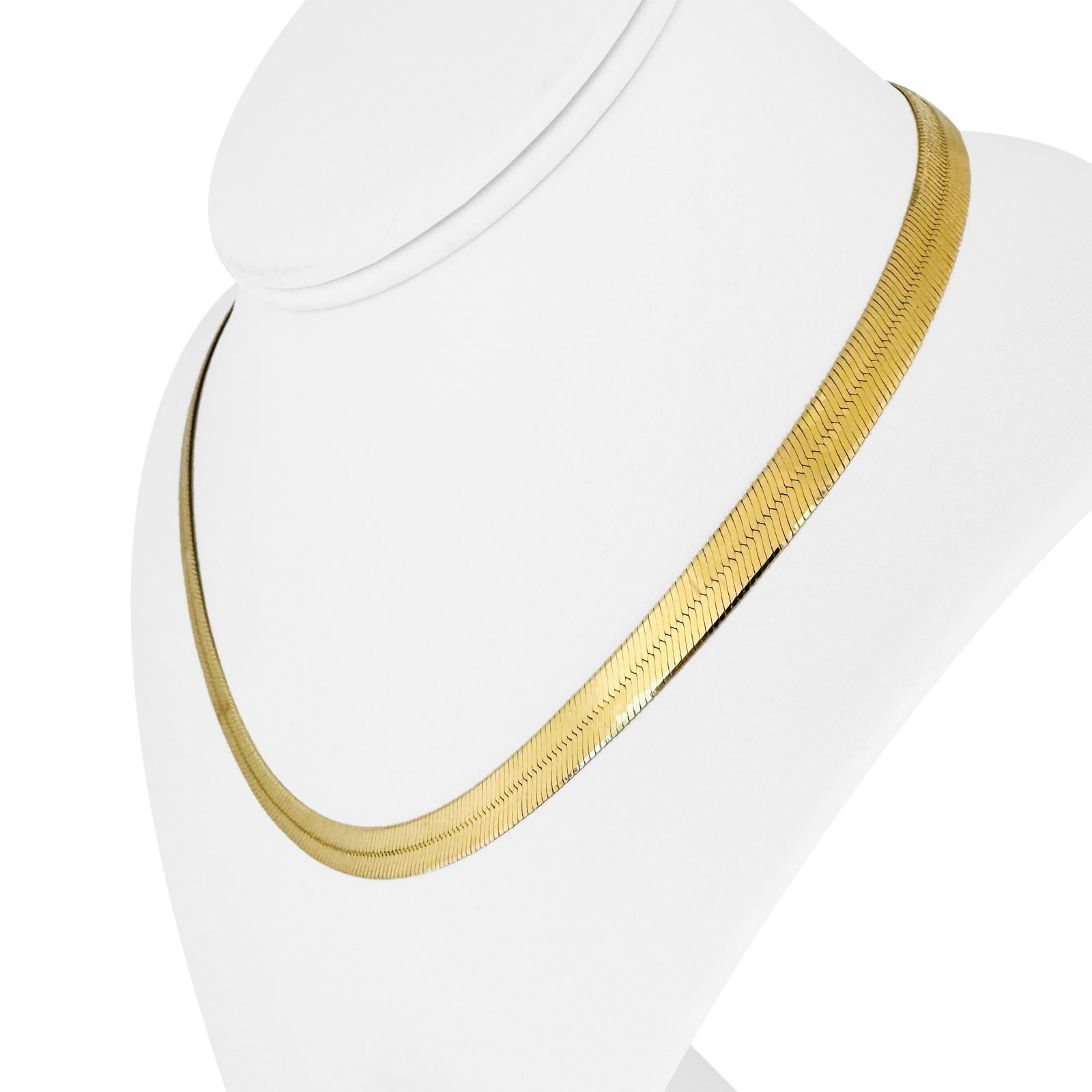14k Yellow Gold Solid Thick Herringbone Link Neck - 3