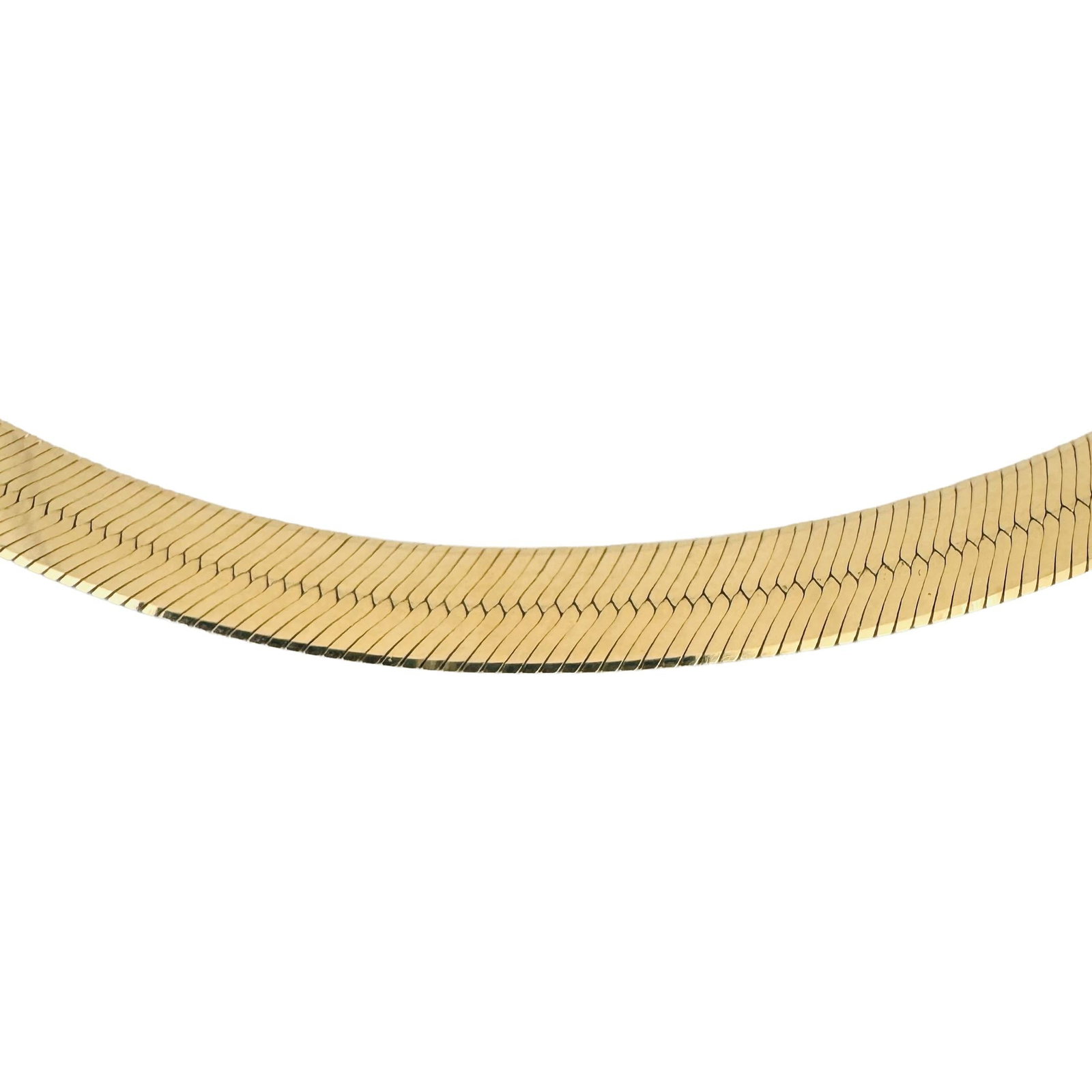 14k Yellow Gold Solid Thick Herringbone Link Neck - 4