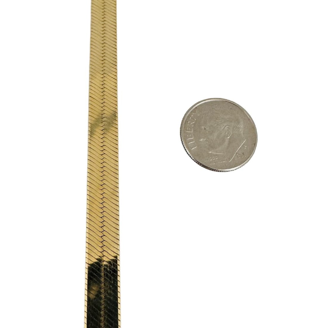 14k Yellow Gold Solid Thick Herringbone Link Neck - 5