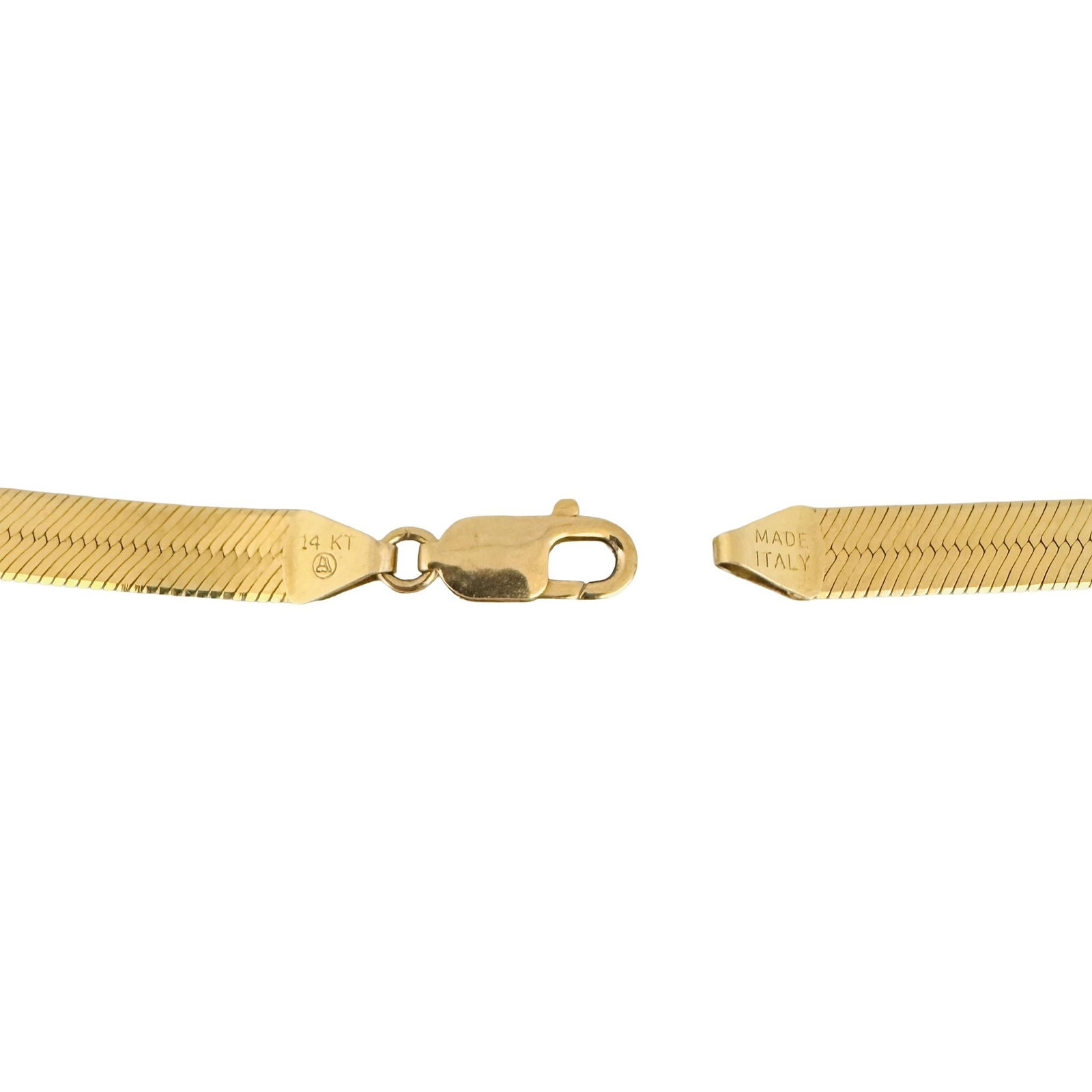 14k Yellow Gold Solid Thick Herringbone Link Neck - 7