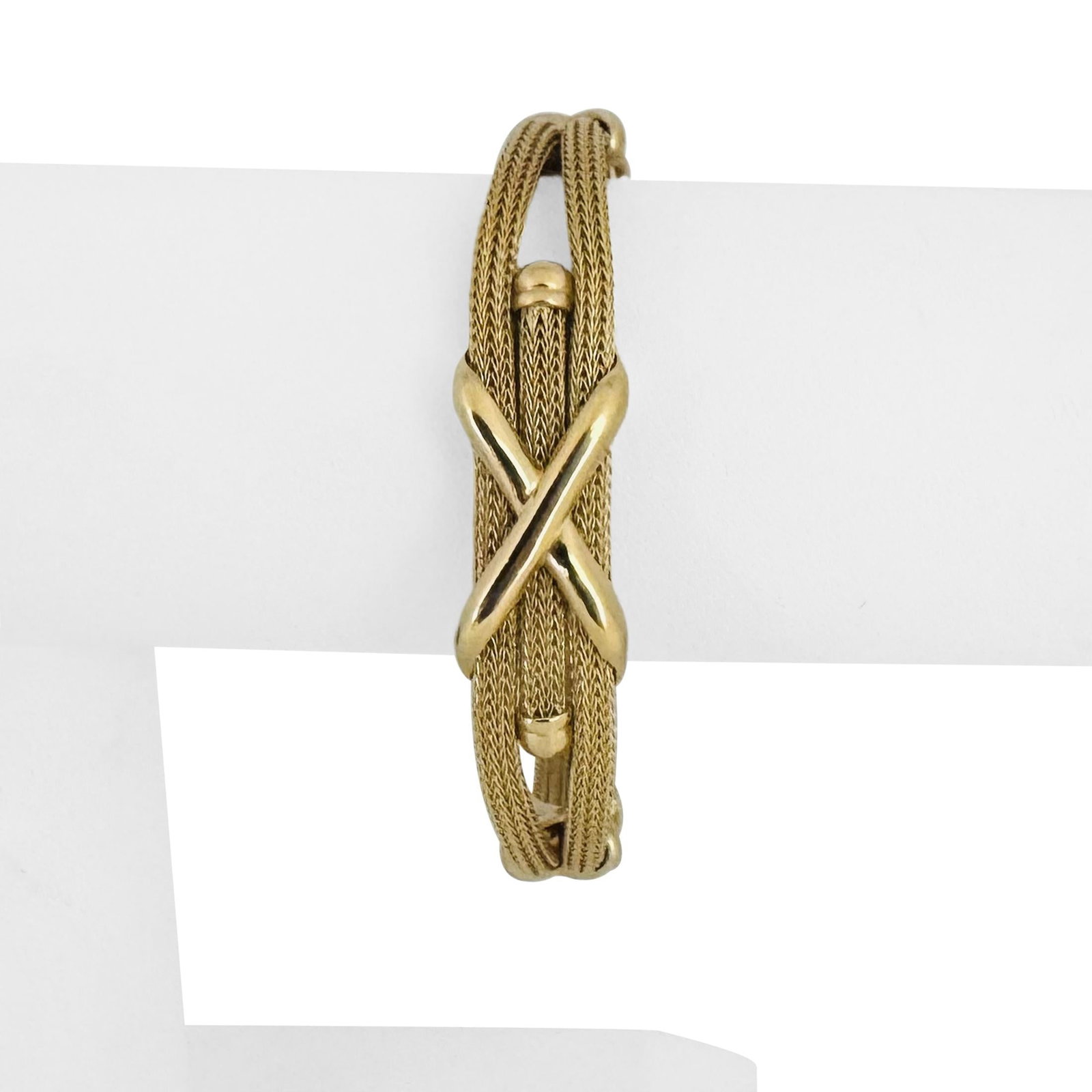 14k Yellow Gold Solid Graduated Multi Strand Mesh - 3