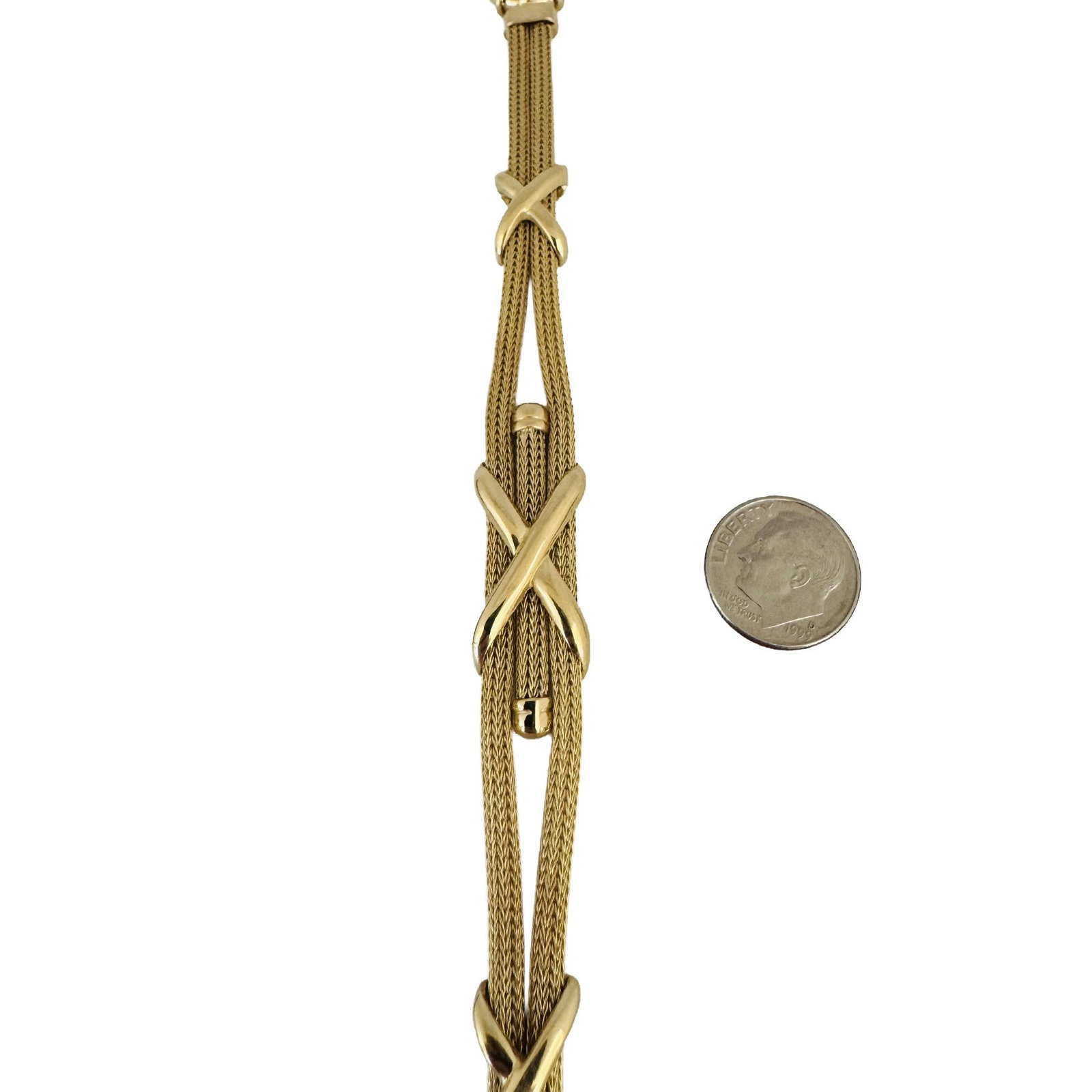 14k Yellow Gold Solid Graduated Multi Strand Mesh - 5
