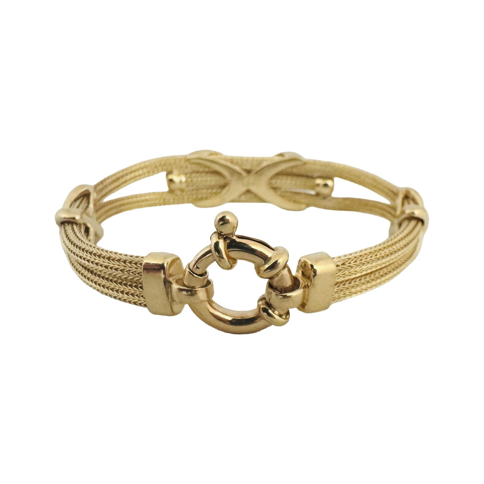 14k Yellow Gold Solid Graduated Multi Strand Mesh - 6