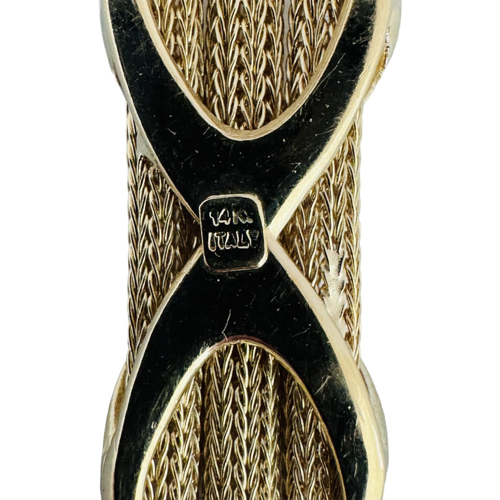 14k Yellow Gold Solid Graduated Multi Strand Mesh - 7