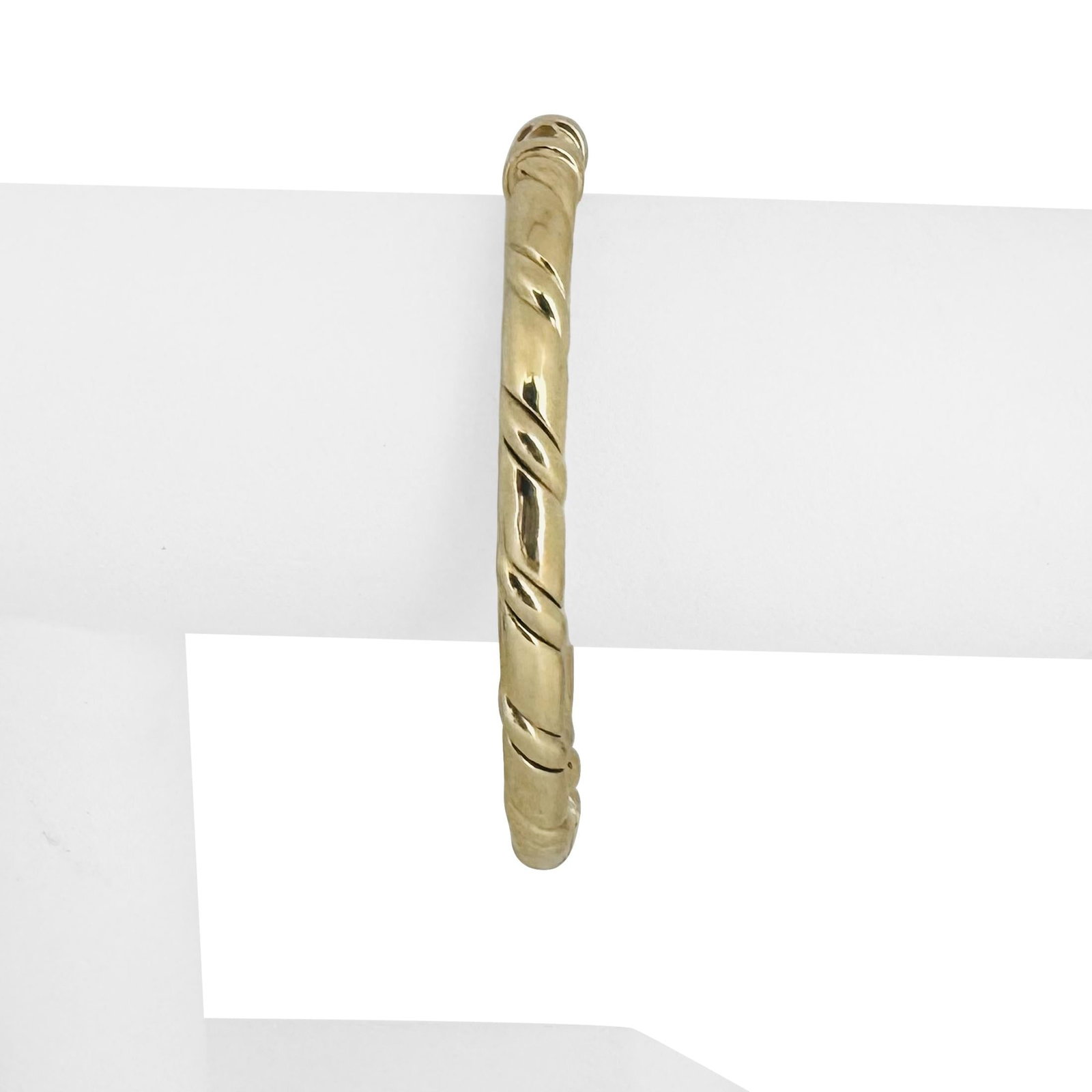 14k Yellow Gold Solid Heavy Twisted Bangle Bracel - 4
