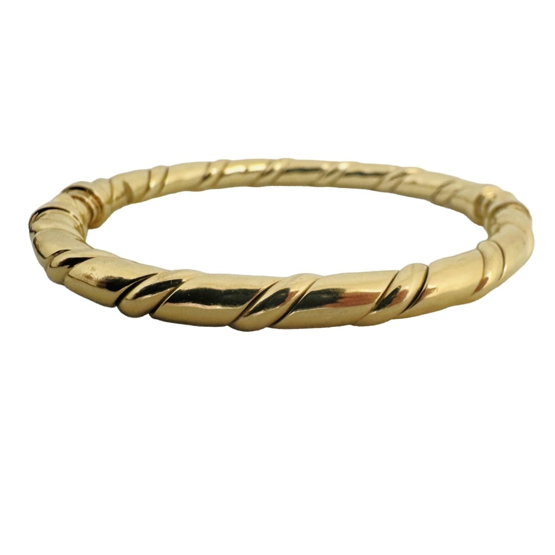 14k Yellow Gold Solid Heavy Twisted Bangle Bracel - 5