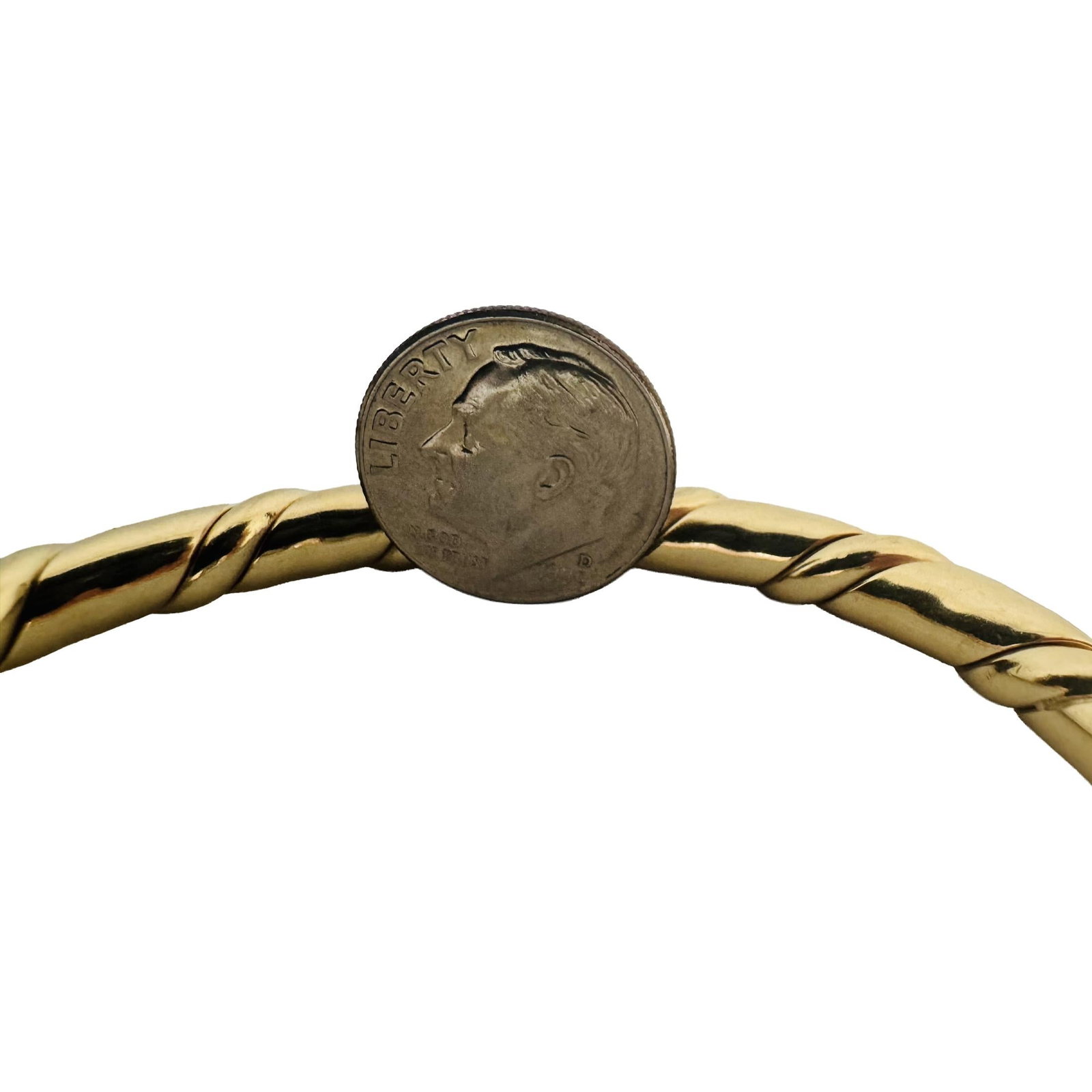 14k Yellow Gold Solid Heavy Twisted Bangle Bracel - 6