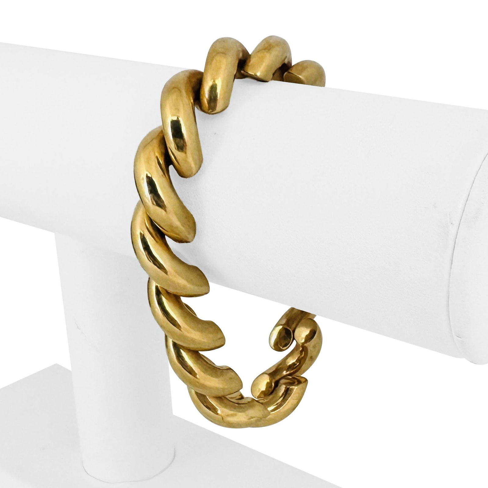 14k Yellow Gold Ladies Polished San Marco Link Br: Condition: Excellent Condition, Professionally Cleaned Metal: 14k Gold (Marked, and Professionally Tested) Weight: 24.8g Length: 7.25 Inches Width: 11mm Closure: Box Tab Insert with Safety Latch