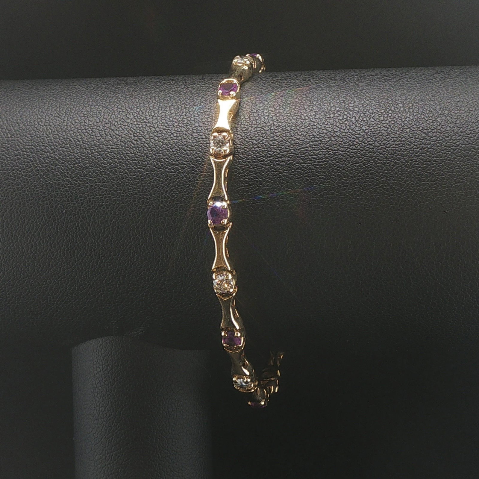 14k Yellow Gold Amethyst and 1.2cttw Diamond Bar (1 of 7)