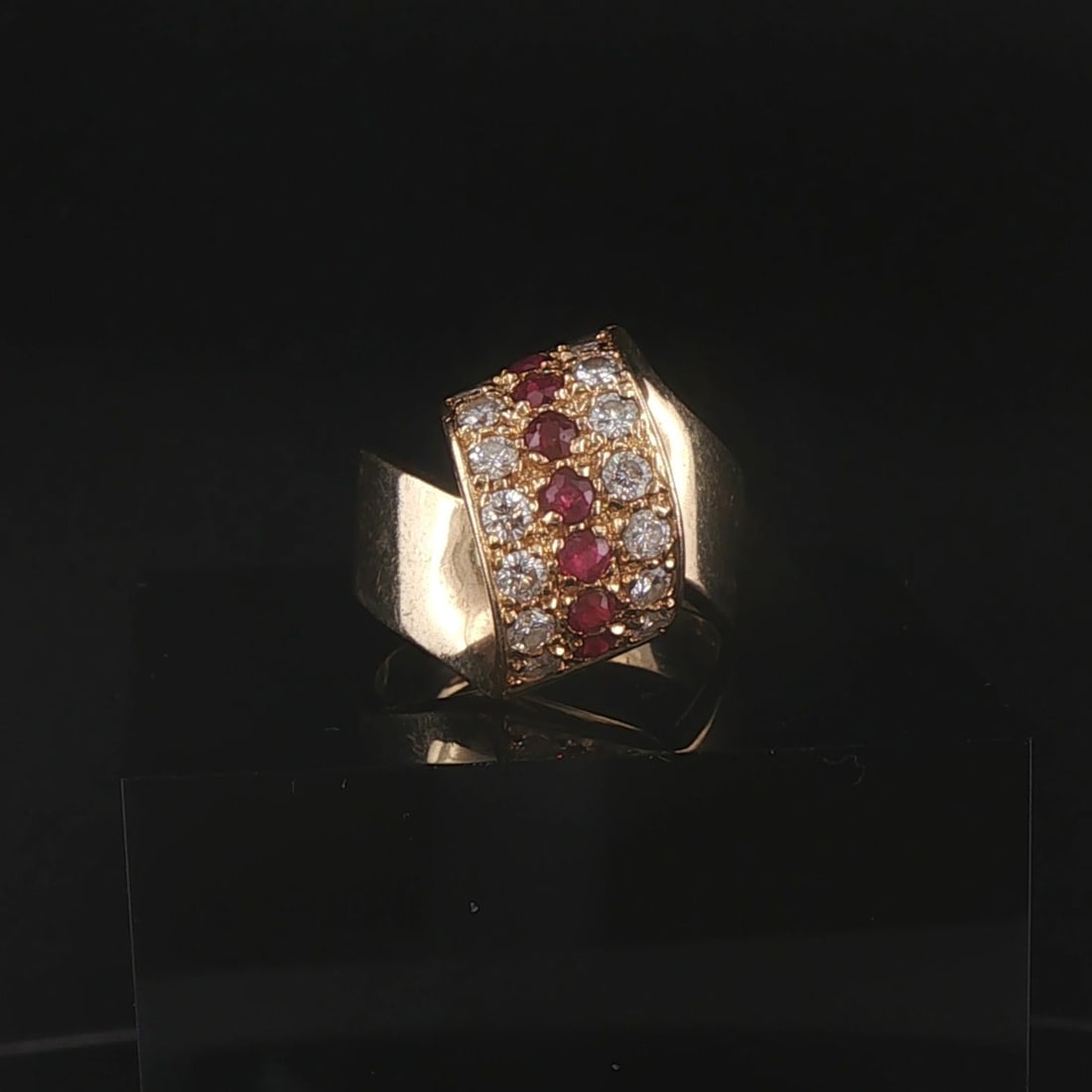 14k Yellow Gold Ruby and 0.70cttw Diamond Ribbon (1 of 7)