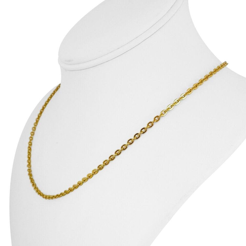 24k Pure Yellow Gold Solid Thin Cable Link Chain - 3