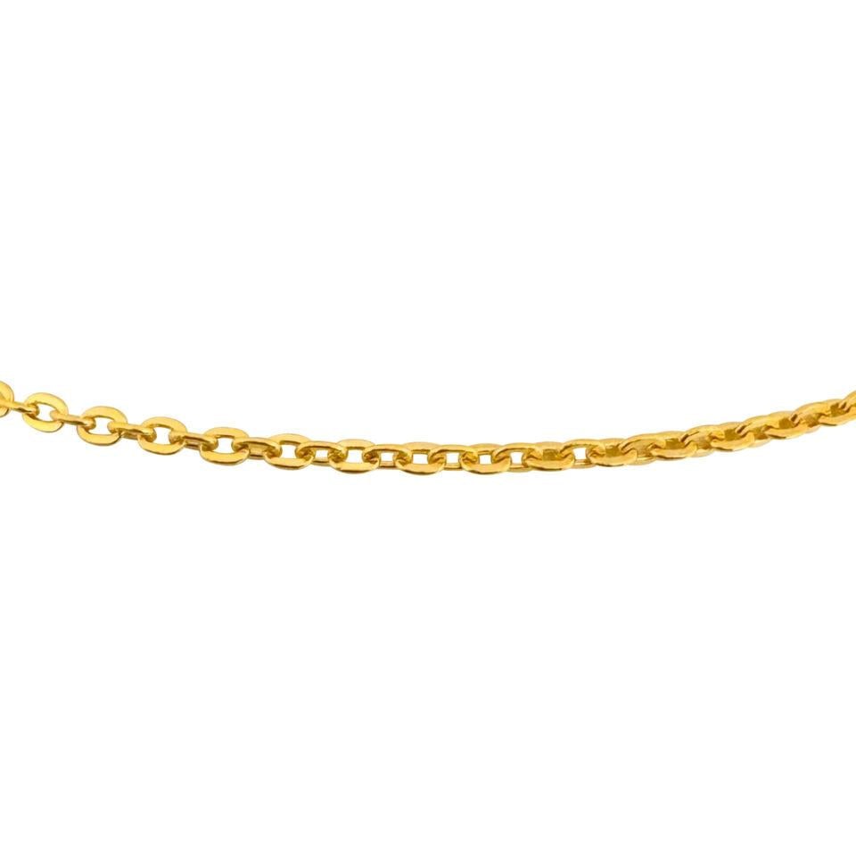 24k Pure Yellow Gold Solid Thin Cable Link Chain - 4