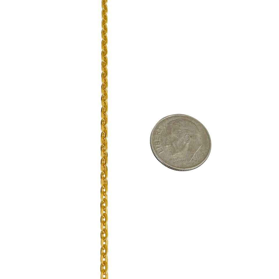 24k Pure Yellow Gold Solid Thin Cable Link Chain - 5