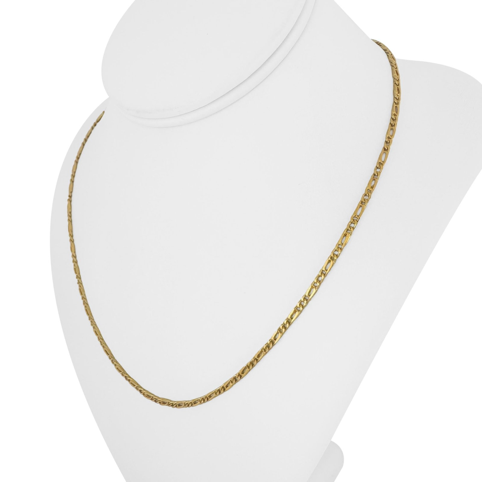 24k Pure Yellow Gold Solid Thin Figaro Link Chain - 3