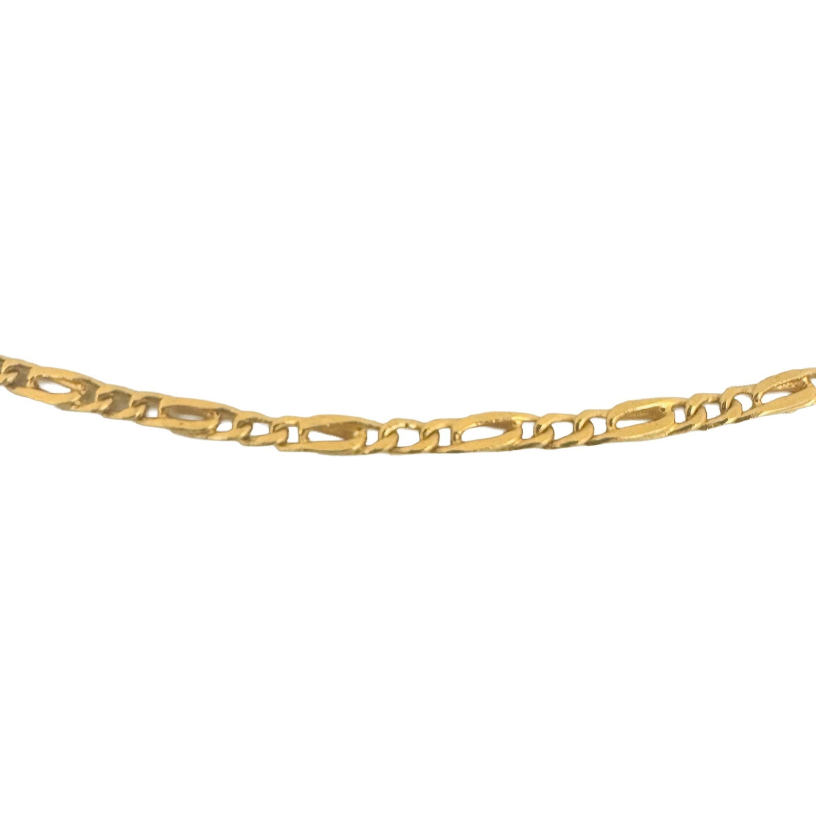 24k Pure Yellow Gold Solid Thin Figaro Link Chain - 4
