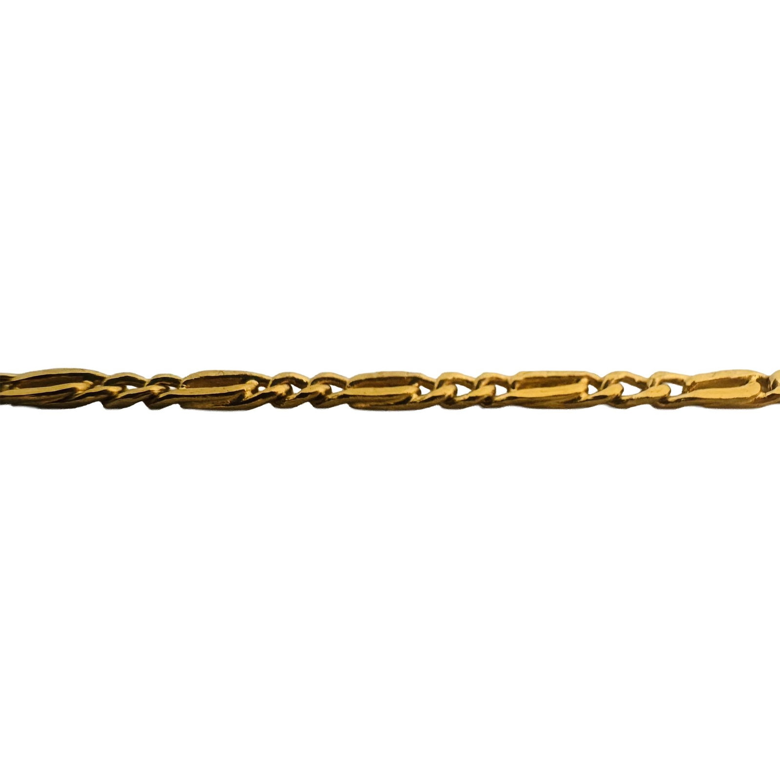 24k Pure Yellow Gold Solid Thin Figaro Link Chain - 5