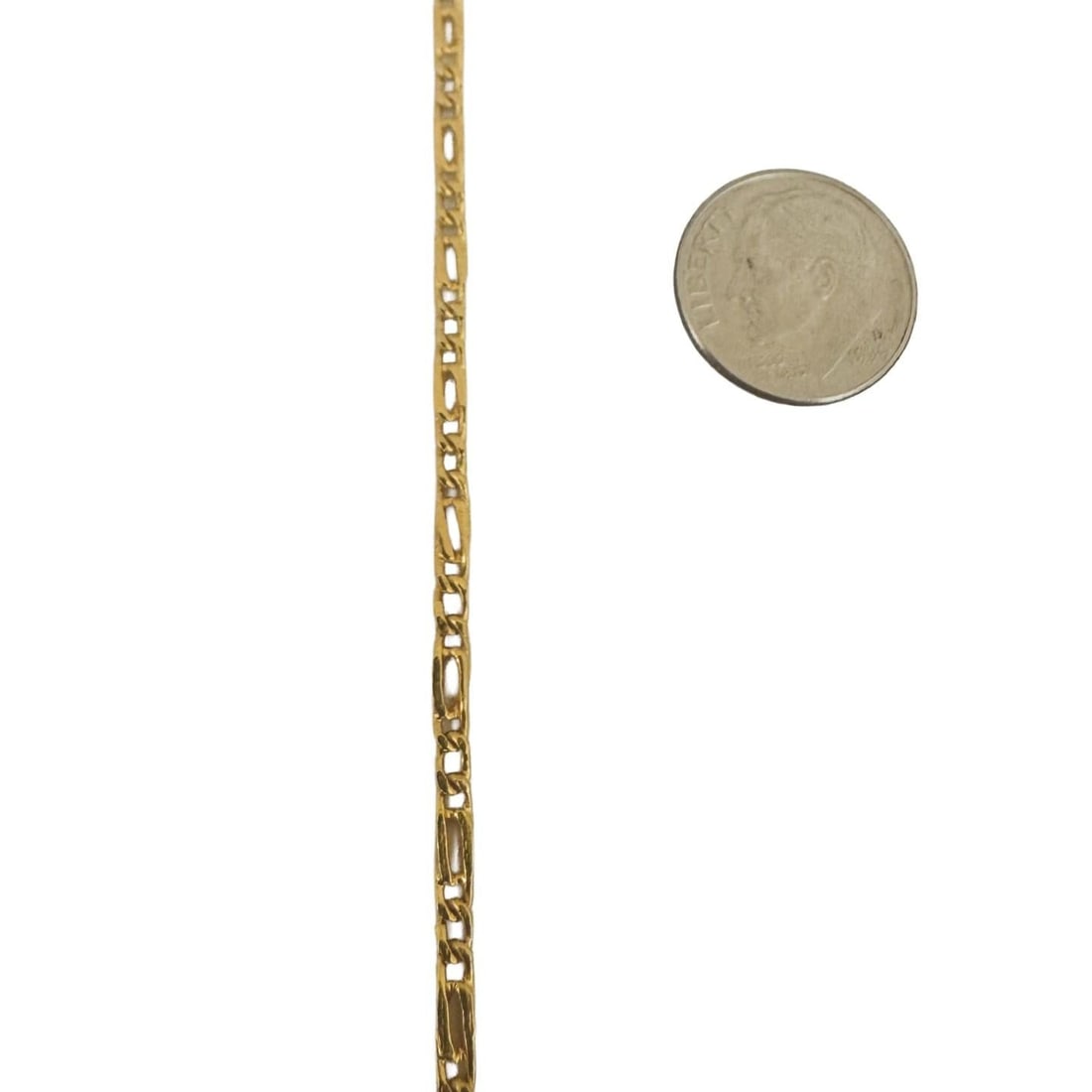 24k Pure Yellow Gold Solid Thin Figaro Link Chain - 6
