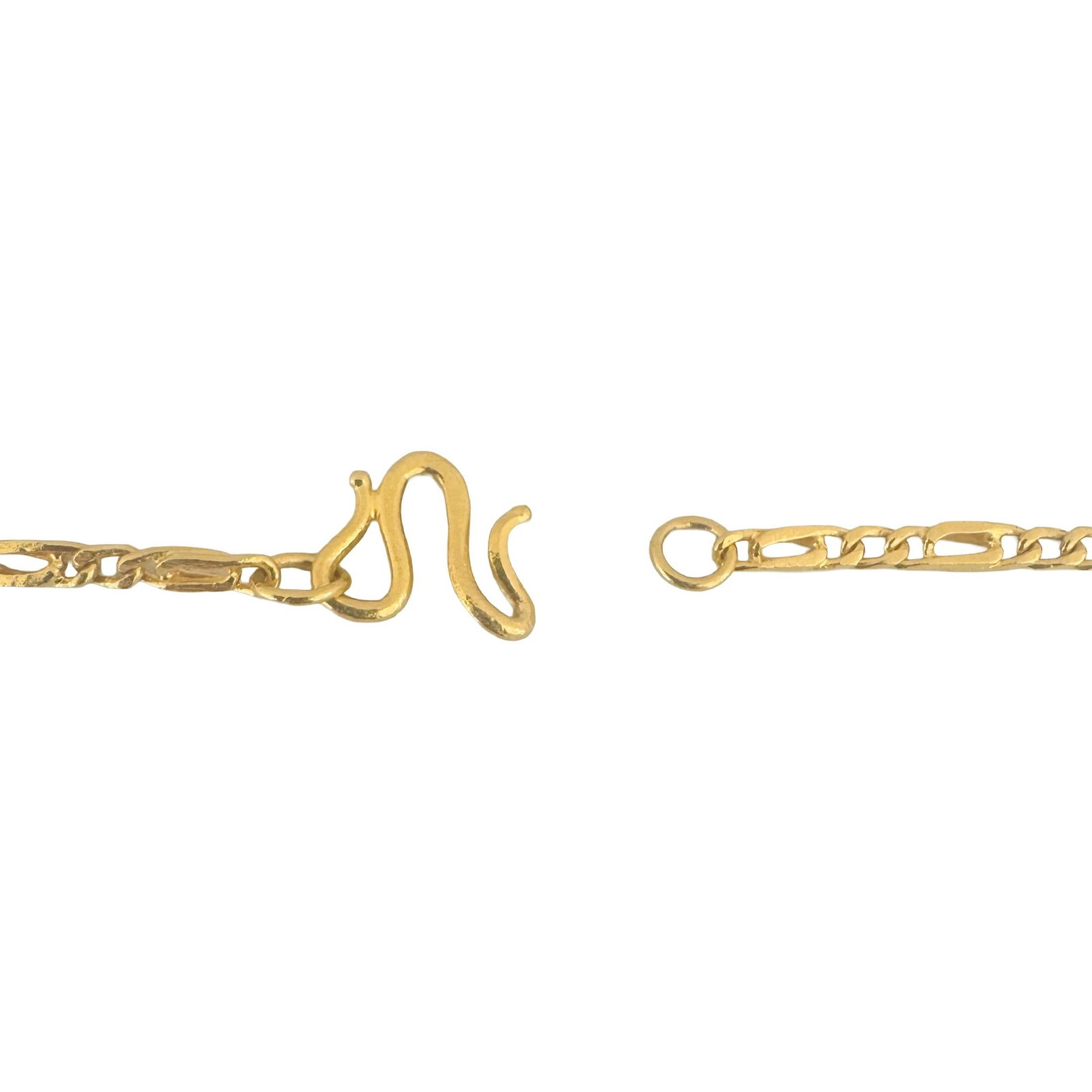 24k Pure Yellow Gold Solid Thin Figaro Link Chain - 7