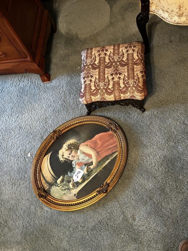 CAST IRON FOOT REST AND PICTURE: .