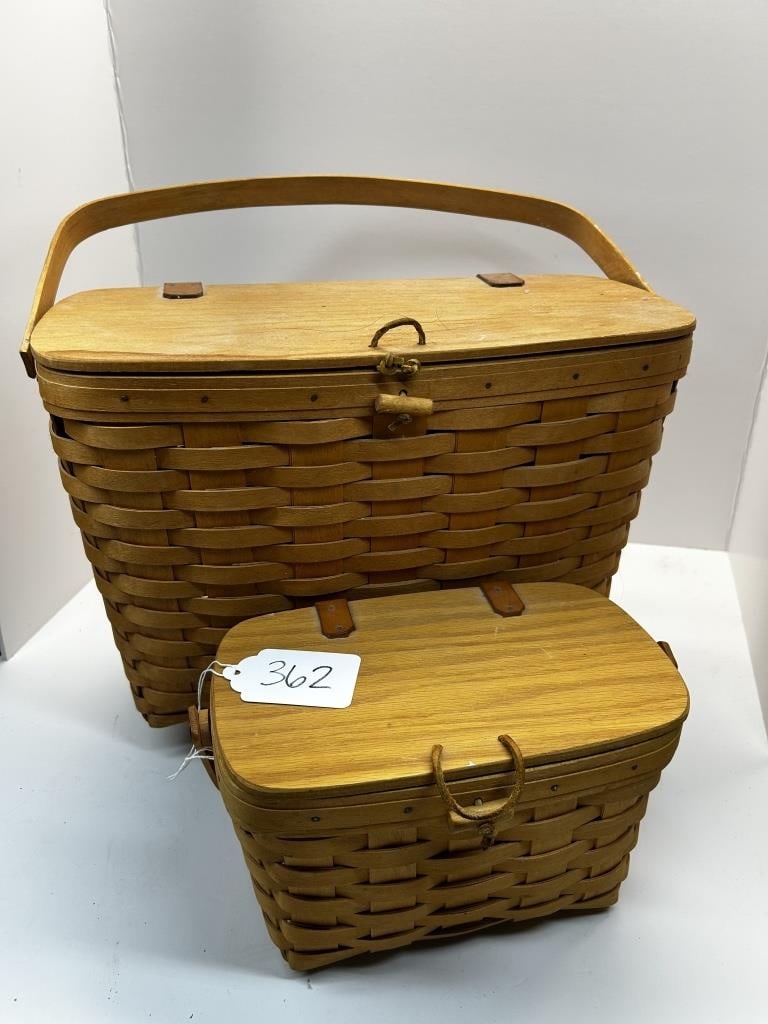 2 LONGABERGER BASKETS: SMALL AND LARGE SIZE BASKETS