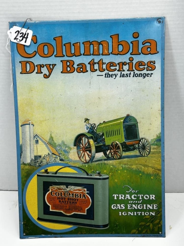 SS COLUMBIA DRY BATTERIES SIGN: SS COLUMBIA DRY BATTERIES SIGN