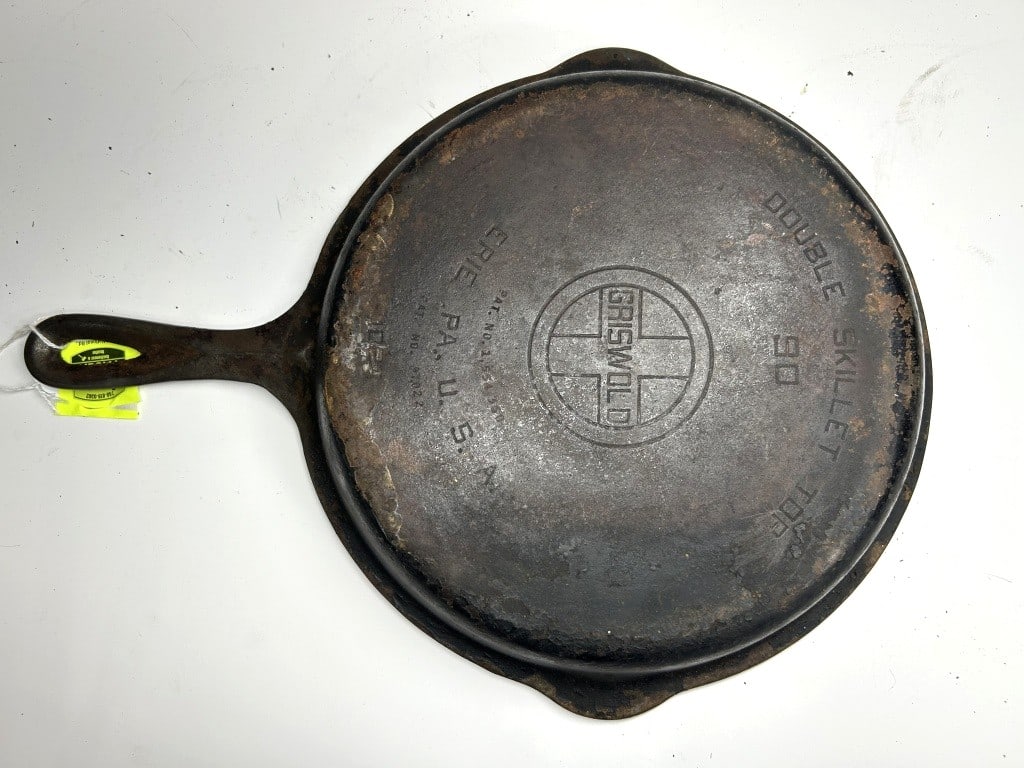 GRISWOLD #90 CAST IRON DOUBLE SKILLET: GRISWOLD #90 DOUBLE SKILLET TOP