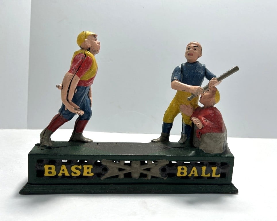 CAST IRON BASEBALL BANK (1 of 3)
